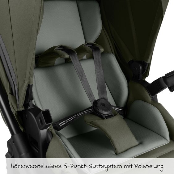 ABC Design 3in1 Kinderwagen-Set Salsa 5 Run mit Babywanne, Babyschale Tulip Black, Sportsitz, Lufträder & Zubehörpaket - Pure - Advocado