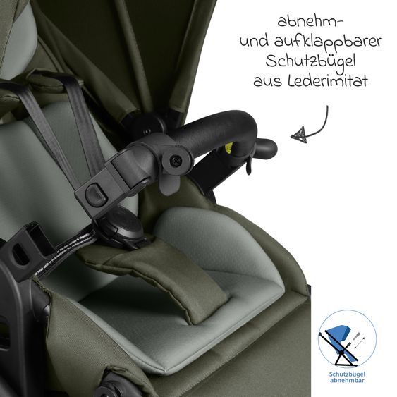 ABC Design 3in1 Kinderwagen-Set Salsa 5 Run mit Babywanne, Babyschale Tulip Black, Sportsitz, Lufträder & Zubehörpaket - Pure - Advocado