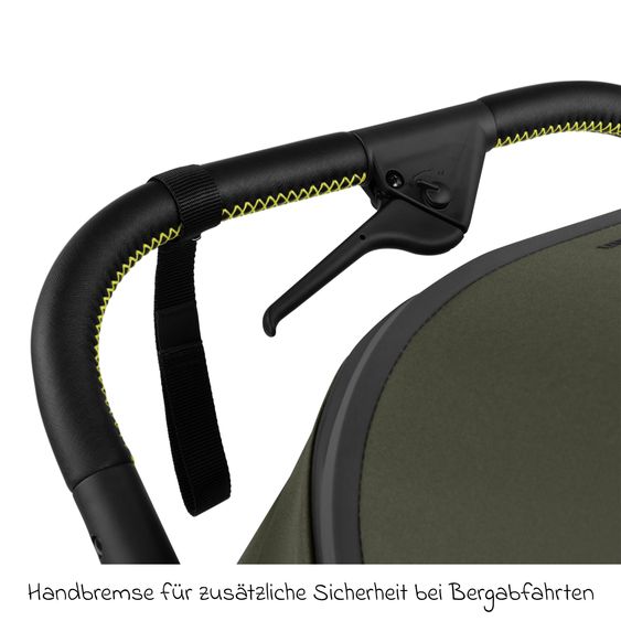 ABC Design 3in1 Kinderwagen-Set Salsa 5 Run mit Babywanne, Babyschale Tulip Black, Sportsitz, Lufträder & Zubehörpaket - Pure - Advocado