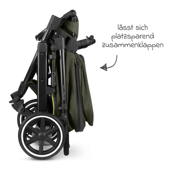 ABC Design 3in1 Kinderwagen-Set Salsa 5 Run mit Babywanne, Babyschale Tulip Black, Sportsitz, Lufträder & Zubehörpaket - Pure - Advocado