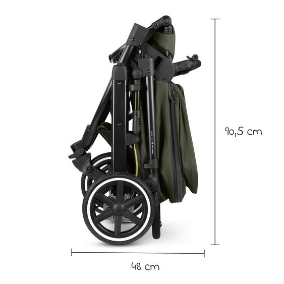 ABC Design 3in1 Kinderwagen-Set Salsa 5 Run mit Babywanne, Babyschale Tulip Black, Sportsitz, Lufträder & Zubehörpaket - Pure - Advocado