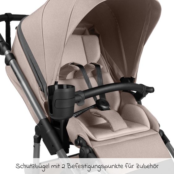 ABC Design 3in1 Kinderwagen-Set Salsa 5 Run mit Babywanne, Babyschale Tulip Black, Sportsitz, Lufträder & Zubehörpaket - Pure - Camel