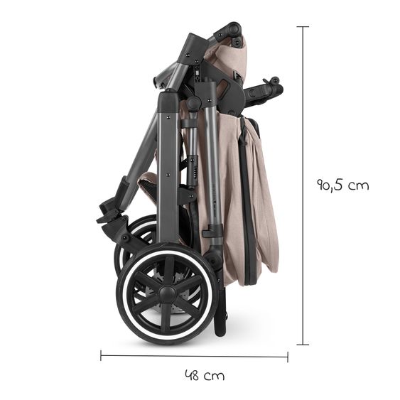 ABC Design 3in1 Kinderwagen-Set Salsa 5 Run mit Babywanne, Babyschale Tulip Black, Sportsitz, Lufträder & Zubehörpaket - Pure - Camel