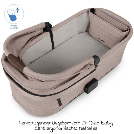 ABC Design 3in1 Kinderwagen-Set Salsa 5 Run mit Babywanne, Babyschale Tulip Black, Sportsitz, Lufträder & Zubehörpaket - Pure - Camel
