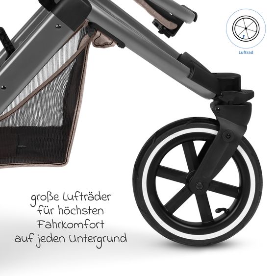 ABC Design 3in1 Kinderwagen-Set Salsa 5 Run mit Babywanne, Babyschale Tulip Black, Sportsitz, Lufträder & Zubehörpaket - Pure - Coal