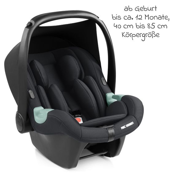 ABC Design 3in1 Kinderwagen-Set Salsa 5 Run mit Babywanne, Babyschale Tulip Black, Sportsitz, Lufträder & Zubehörpaket - Pure - Coal
