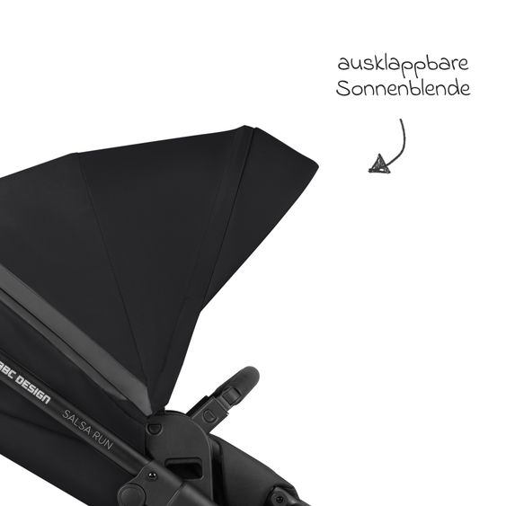 ABC Design 3in1 Kinderwagen-Set Salsa Run - Babywanne, Babyschale Tulip Pearl, Sportsitz & XXL Zubheörpaket (mit Sportzulassung, Luftbereifung & Handbremse) - Ink