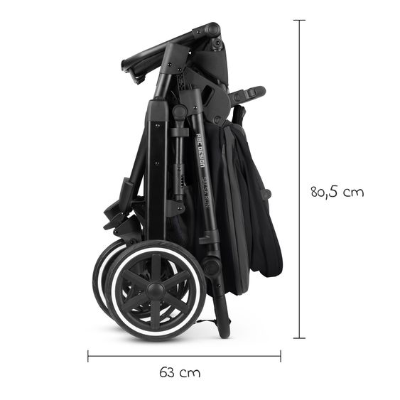ABC Design 3in1 Kinderwagen-Set Salsa Run - Babywanne, Babyschale Tulip Pearl, Sportsitz & XXL Zubheörpaket (mit Sportzulassung, Luftbereifung & Handbremse) - Ink