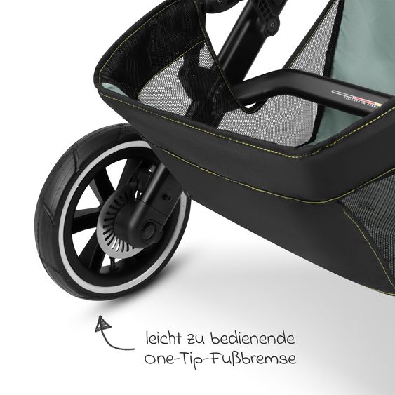 ABC Design 3in1 Kinderwagen-Set Salsa Run - Babywanne, Babyschale Tulip, Sportsitz & XXL Zubheörpaket (mit Sportzulassung, Luftbereifung & Handbremse) - Aqua