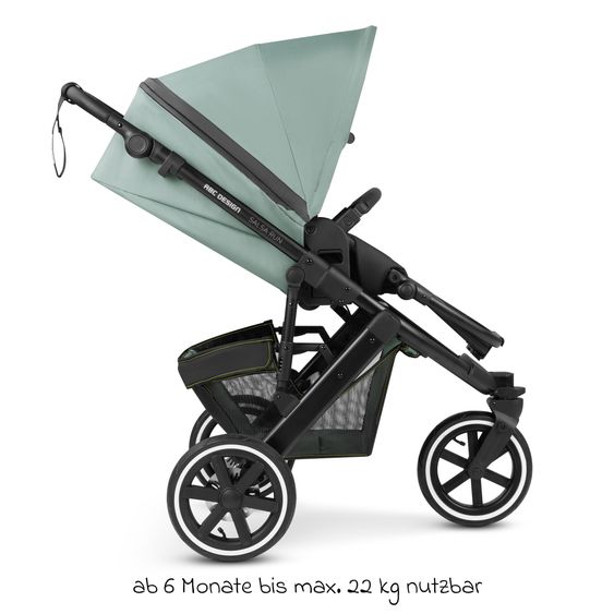 ABC Design 3in1 Kinderwagen-Set Salsa Run - Babywanne, Babyschale Tulip, Sportsitz & XXL Zubheörpaket (mit Sportzulassung, Luftbereifung & Handbremse) - Aqua