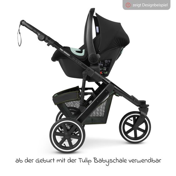 ABC Design 3in1 Kinderwagen-Set Salsa Run - Babywanne, Babyschale Tulip, Sportsitz & XXL Zubheörpaket (mit Sportzulassung, Luftbereifung & Handbremse) - Aqua