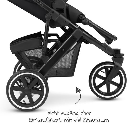 ABC Design 3in1 Kinderwagen-Set Salsa Run - Babywanne, Babyschale Tulip, Sportsitz & XXL Zubheörpaket (mit Sportzulassung, Luftbereifung & Handbremse) - Ink