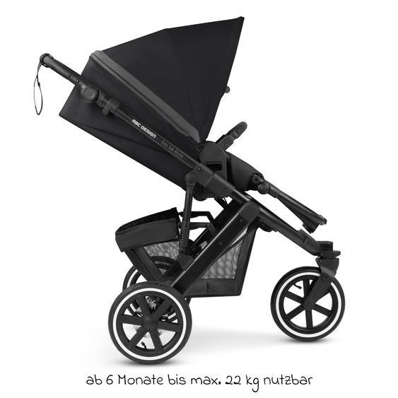 ABC Design 3in1 Kinderwagen-Set Salsa Run - Babywanne, Babyschale Tulip, Sportsitz & XXL Zubheörpaket (mit Sportzulassung, Luftbereifung & Handbremse) - Ink