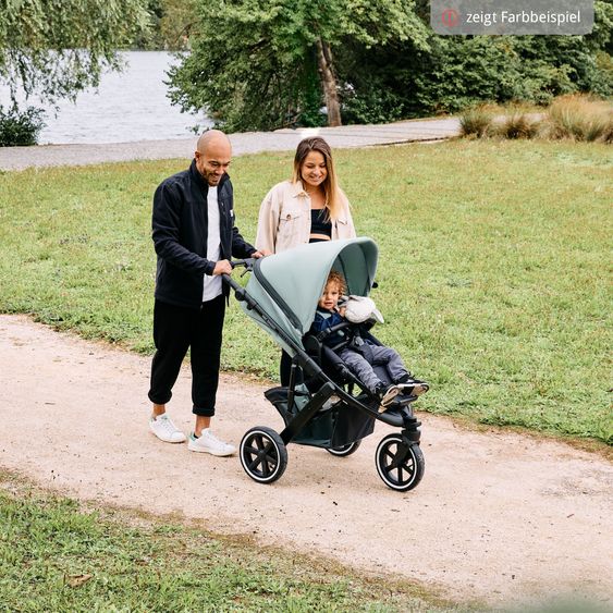 ABC Design 3in1 Kinderwagen-Set Salsa Run - Babywanne, Babyschale Tulip, Sportsitz & XXL Zubheörpaket (mit Sportzulassung, Luftbereifung & Handbremse) - Ink