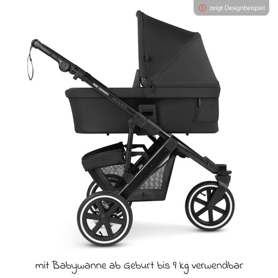 ABC Design 3in1 Kinderwagen-Set Salsa Run - Babywanne, Babyschale Tulip, Sportsitz & XXL Zubheörpaket (mit Sportzulassung, Luftbereifung & Handbremse) - Ink