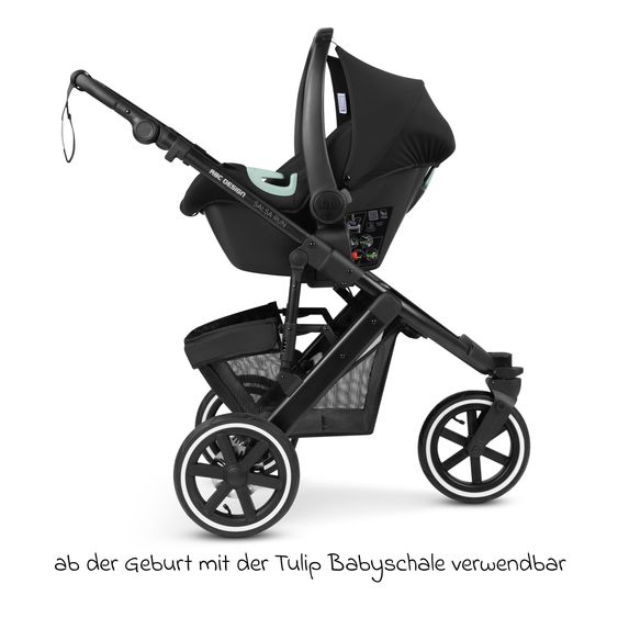 ABC Design 3in1 Kinderwagen-Set Salsa Run - Babywanne, Babyschale Tulip, Sportsitz & XXL Zubheörpaket (mit Sportzulassung, Luftbereifung & Handbremse) - Ink