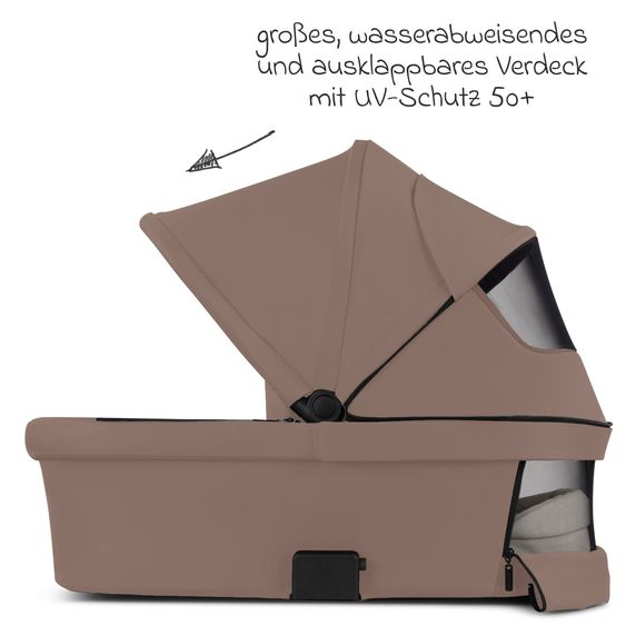 ABC Design 3in1 Kinderwagen-Set Samba 2 - inkl. Babywanne, Autositz Drive N Care, Sportsitz mit XXL Zubehörpaket - Camel