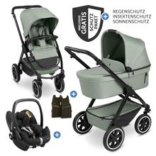 3in1 Kinderwagen-Set Samba 2 - inkl. Babywanne, Autositz Pebble Pro, Sportsitz mit XXL Zubehörpaket - Pine