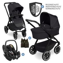 3in1 Kinderwagen-Set Samba 2 - inkl. Babywanne, Autositz Pebble Pro, Sportsitz mit XXL Zubehörpaket - Pure - Coal