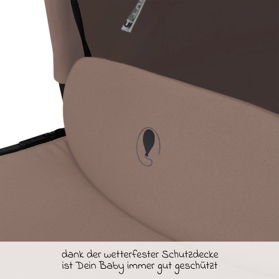 ABC Design 3in1 Kinderwagen-Set Samba 2 - inkl. Babywanne, Autositz Tulip Black, Sportsitz mit XXL Zubehörpaket - Dark Beige