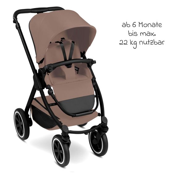 ABC Design Set Passeggino 3in1 Samba 2 - incl. Navicella, Seggiolino auto Tulip Pearl, Seggiolino sportivo con pacchetto accessori XXL - Beige scuro