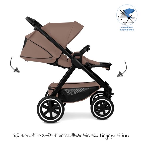 ABC Design 3in1 Stroller Set Samba 2 incl. carrycot, infant car seat Tulip Bubble, toddler seat & XXL accessory package - Dark Beige