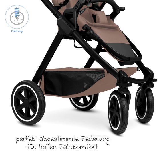 ABC Design 3in1 Stroller Set Samba 2 incl. carrycot, infant car seat Tulip Bubble, toddler seat & XXL accessory package - Dark Beige