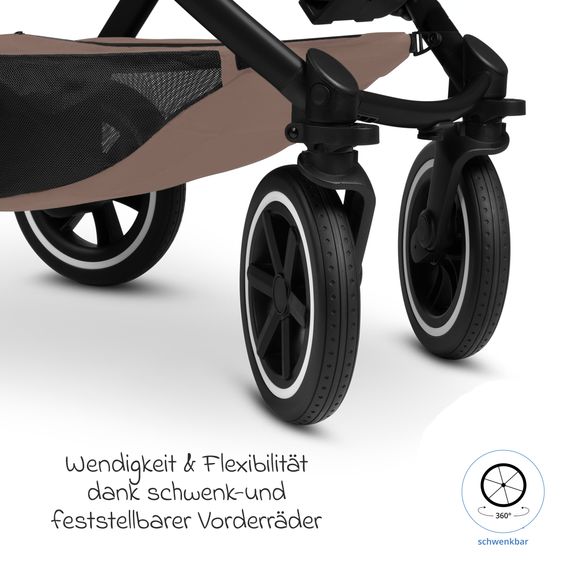 ABC Design 3in1 Stroller Set Samba 2 incl. carrycot, infant car seat Tulip Bubble, toddler seat & XXL accessory package - Dark Beige