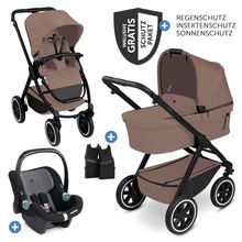 3in1 Car Seat Set Samba 2 incl. Carrycot, Tulip Graphite Infant Car Seat, Sports Seat & XXL Accessory Pack - Dark Beige