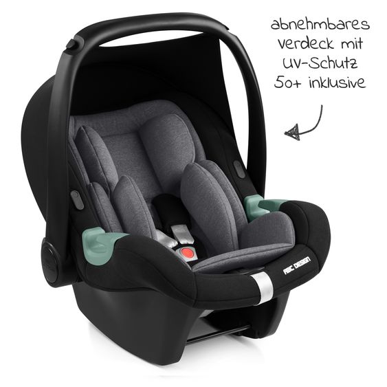 ABC Design 3in1 Kinderwagen-Set Samba 2 inkl. Babywanne, Babyschale Tulip Graphite, Sportsitz & XXL Zubehörpaket - Dark Beige