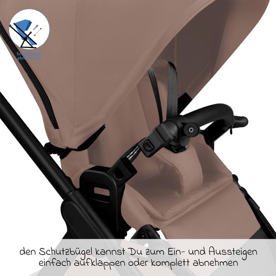 ABC Design 3in1 Kinderwagen-Set Samba 2 inkl. Babywanne, Babyschale Tulip Graphite, Sportsitz & XXL Zubehörpaket - Dark Beige