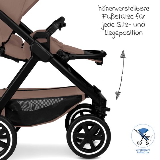 ABC Design 3in1 Kinderwagen-Set Samba 2 inkl. Babywanne, Babyschale Tulip Graphite, Sportsitz & XXL Zubehörpaket - Dark Beige