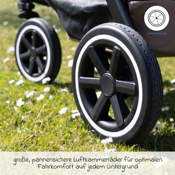 ABC Design 3in1 Kinderwagen-Set Samba 2 inkl. Babywanne, Babyschale Tulip Graphite, Sportsitz & XXL Zubehörpaket - Dark Beige
