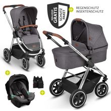 3in1 Kinderwagen-Set Samba - inkl. Babyschale Tulip & XXL Zubehörpaket - Diamond Edition - Asphalt