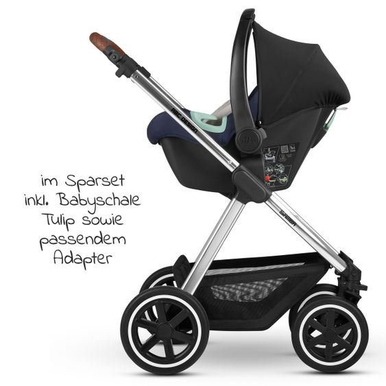 ABC Design 3in1 Kinderwagen-Set Samba - inkl. Babyschale Tulip & XXL Zubehörpaket - Diamond Edition - Navy