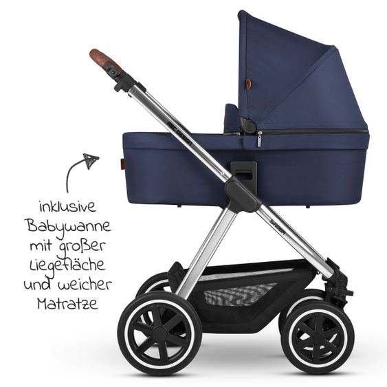 ABC Design 3in1 Kinderwagen-Set Samba - inkl. Babyschale Tulip & XXL Zubehörpaket - Diamond Edition - Navy