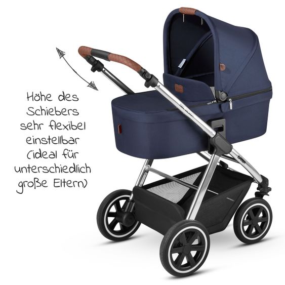 ABC Design 3in1 Kinderwagen-Set Samba - inkl. Babyschale Tulip & XXL Zubehörpaket - Diamond Edition - Navy