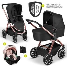 3in1 Kinderwagen-Set Samba - inkl. Babyschale Tulip & XXL Zubehörpaket - Diamond Edition - Rose Gold