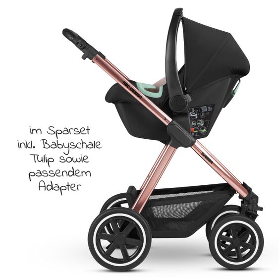 ABC Design 3in1 Kinderwagen-Set Samba - inkl. Babyschale Tulip & XXL Zubehörpaket - Diamond Edition - Rose Gold