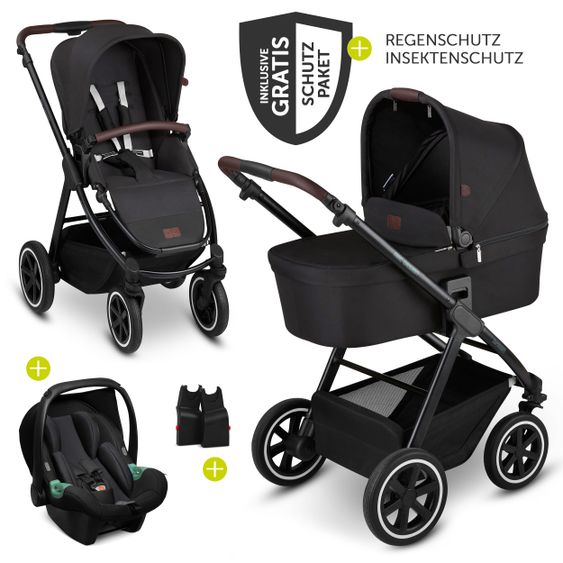ABC Design 3in1 Kinderwagen-Set Samba - inkl. Babyschale Tulip & XXL Zubehörpaket - Fashion Edition - Midnight