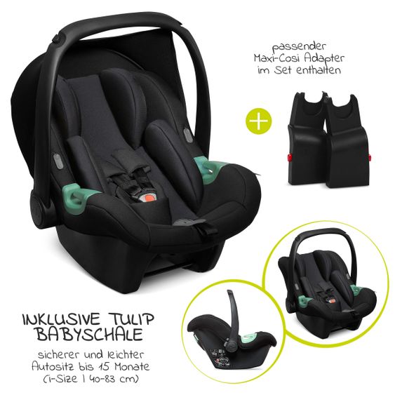 ABC Design 3in1 Kinderwagen-Set Samba - inkl. Babyschale Tulip & XXL Zubehörpaket - Fashion Edition - Midnight
