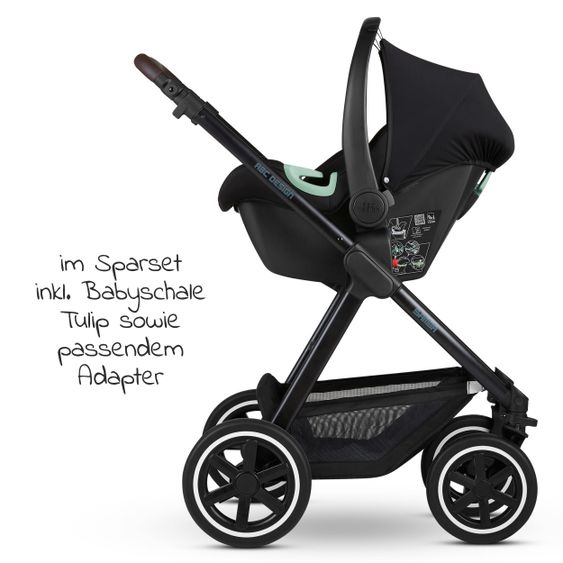 ABC Design 3in1 Kinderwagen-Set Samba - inkl. Babyschale Tulip & XXL Zubehörpaket - Fashion Edition - Midnight