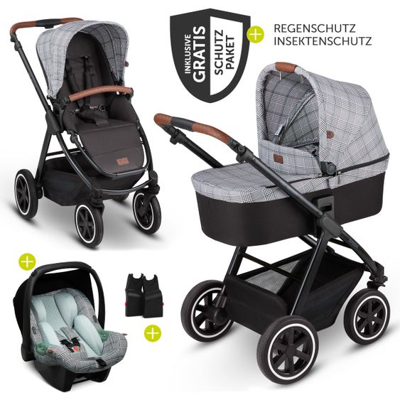ABC Design 3in1 Kinderwagen-Set Samba - inkl. Babyschale Tulip & XXL Zubehörpaket - Fashion Edition - Smaragd