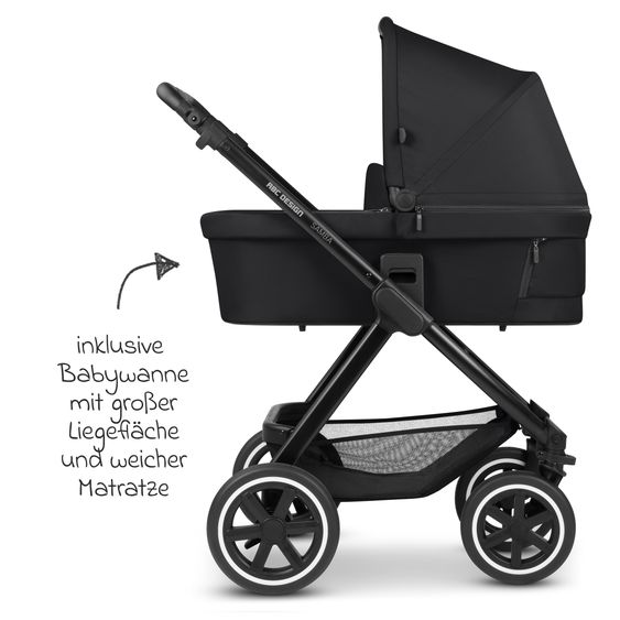 ABC Design 3in1 Kinderwagen-Set Samba - inkl. Babywanne, Autositz Pebble Pro, Sportsitz, Greifling, Buggybuch und XXL Zubehörpaket - Ink