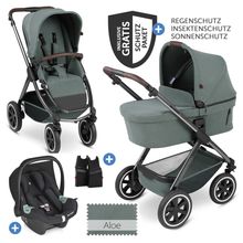 Set passeggino Samba 3in1 - include navicella, seggiolino Tulip, seggiolino sportivo e pacchetto accessori XXL - Aloe
