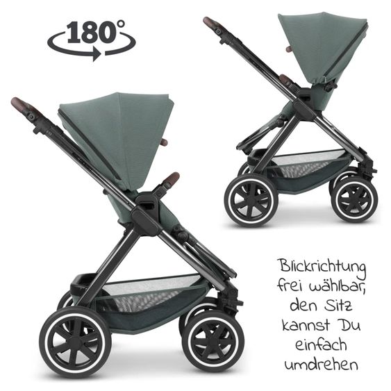 ABC Design Set passeggino Samba 3in1 - include navicella, seggiolino Tulip, seggiolino sportivo e pacchetto accessori XXL - Aloe