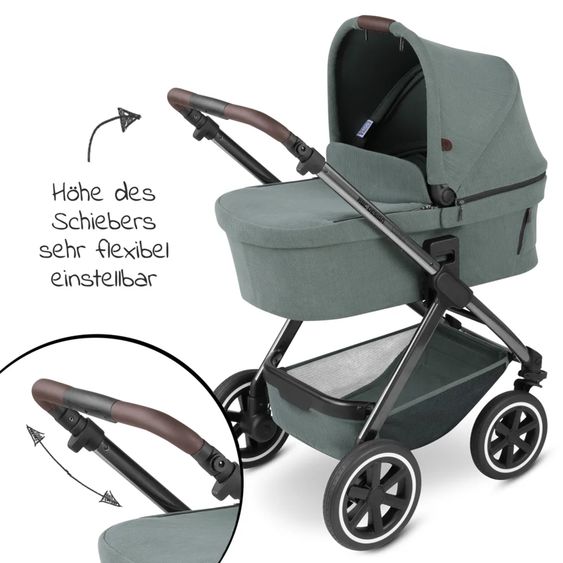 ABC Design Set passeggino Samba 3in1 - include navicella, seggiolino Tulip, seggiolino sportivo e pacchetto accessori XXL - Aloe