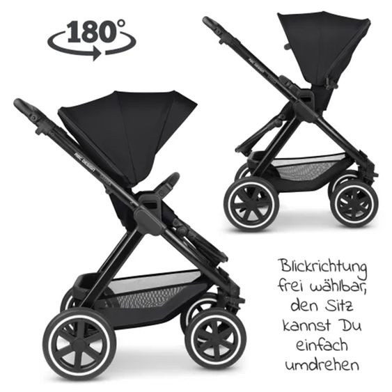 ABC Design Set passeggino Samba 3in1 - include navicella, seggiolino Tulip, seggiolino sportivo e pacchetto accessori XXL - Ink