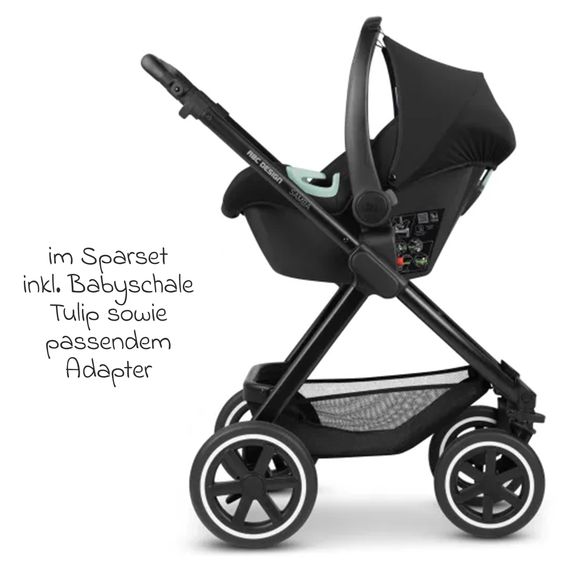 ABC Design 3in1 Kinderwagen-Set Samba - inkl. Babywanne, Autositz Tulip, Sportsitz und XXL Zubehörpaket - Powder