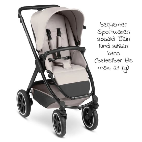 ABC Design 3in1 Kinderwagen-Set Samba - inkl. Babywanne, Autositz Tulip, Sportsitz und XXL Zubehörpaket - Powder